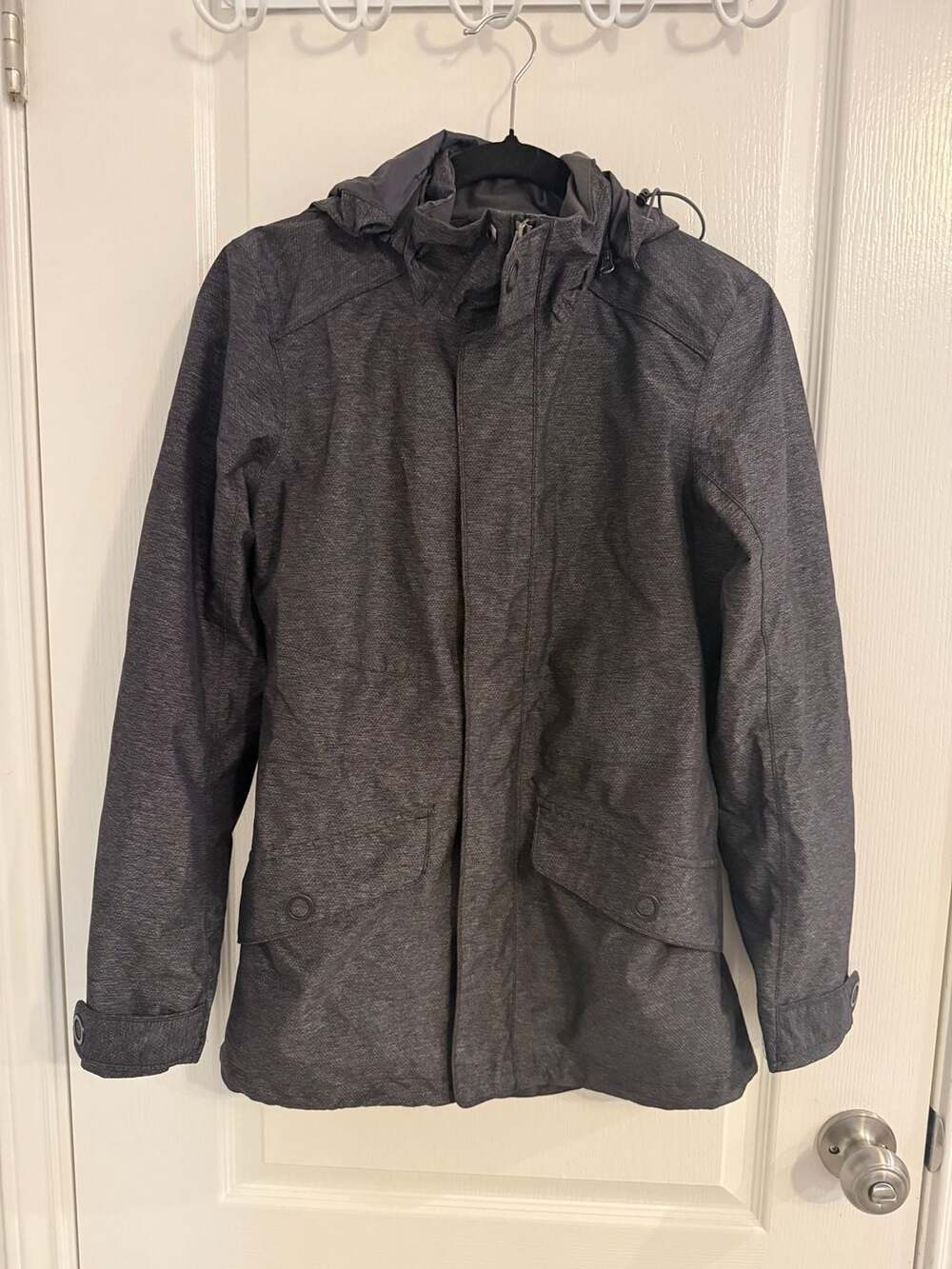 REI Hooded Parka Jacket Womens XS Charcoal Heather Rain Coat Gorpcore Travel